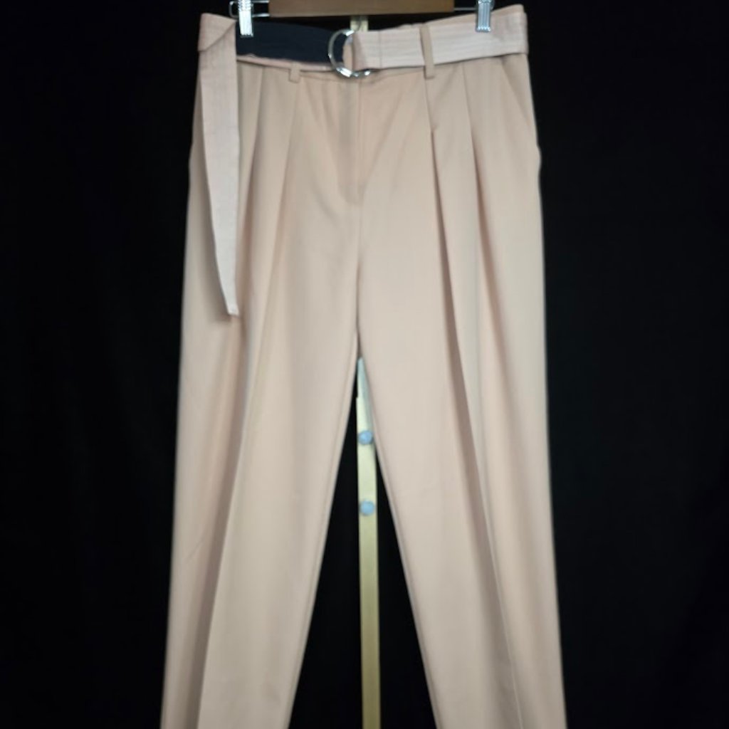 Nwot Victoria Beckham Belted 100% Virgin Wool Tapered Pants 6